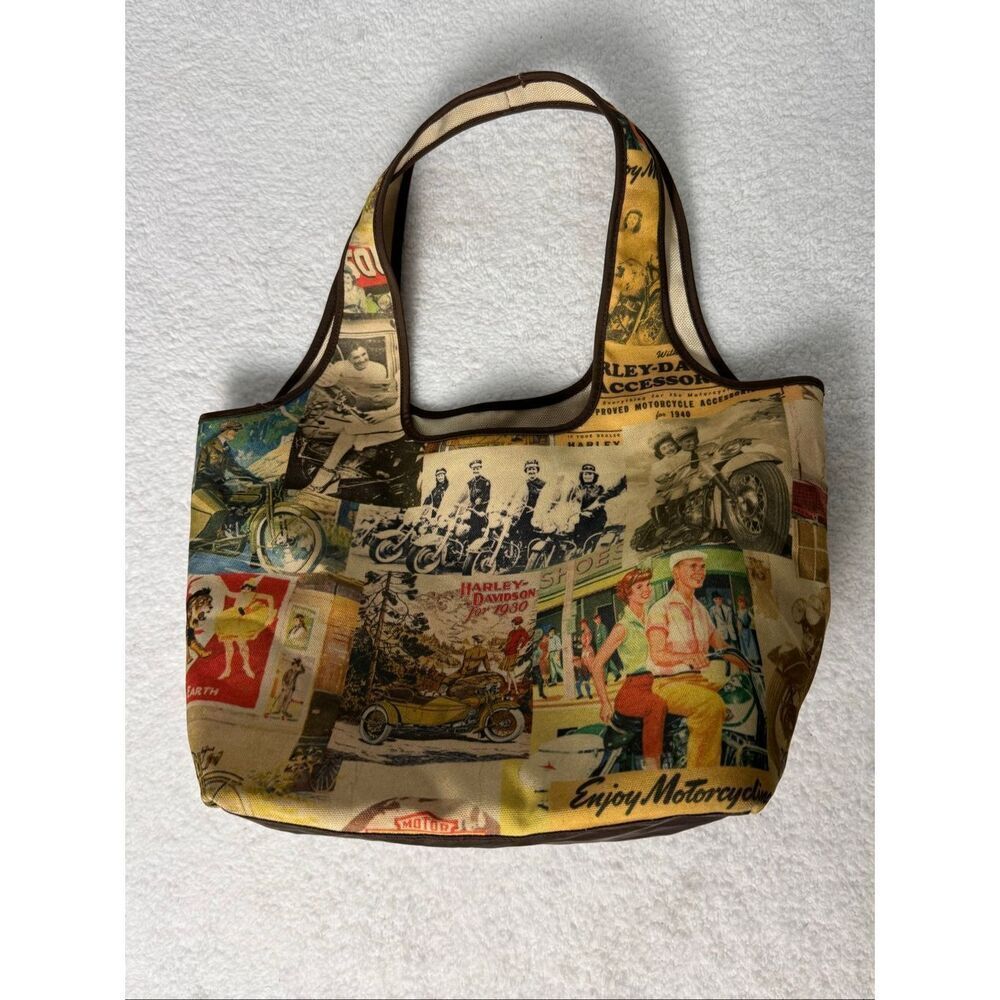 Harley-Davidson "Enjoy Motorcycles" Graphic Mural Shoulder Bag/Tote